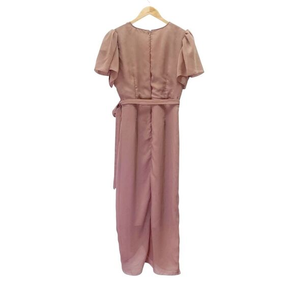 NWT Ivy City Co Lillie Dress Dusty Rose Size Large Flutter Sleeve Chiffon Midi - Picture 5 of 15